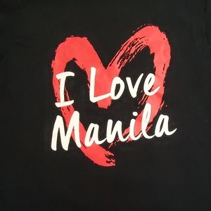 Kamisa•'I love❤ Manila•UNISEX short sleeve black tee•S